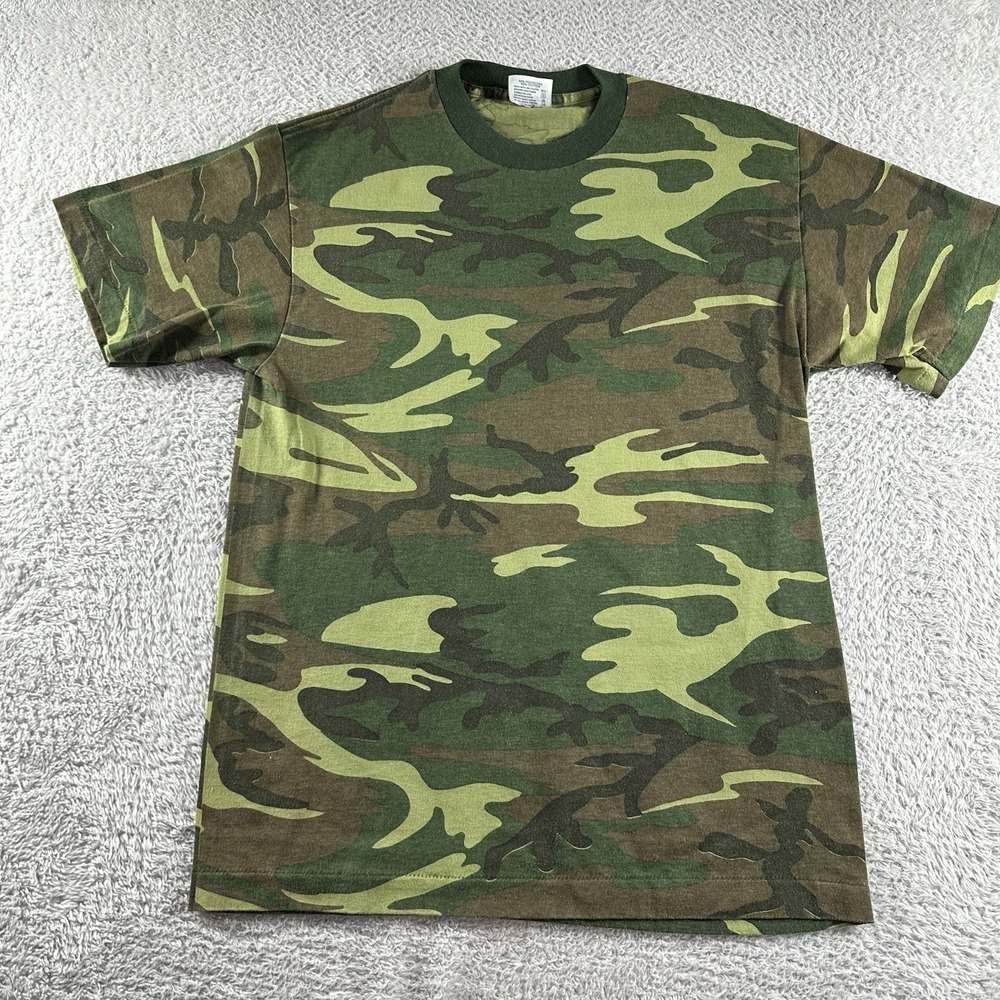 VINTAGE Camo Shirt Mens Large Green Made in USA Single Stitch Outdoors Gorpcore‎